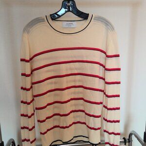 La Ligne Cotton Ivory and Red/Black Striped lightweight sweater - size Medium